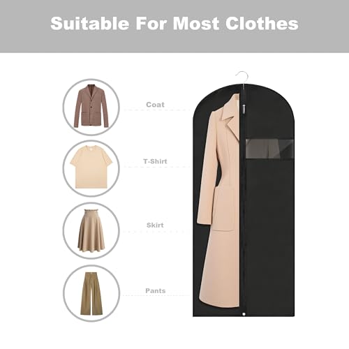 LXLOVESM Garment Bags for Hanging Clothes, 45'' Suit Bag Cover for Storage and Travel, Dress Bags for Gowns Long, 2 Pack (Black)