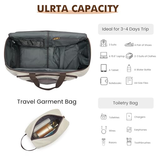 S-ZONE Carry On Garment Bag for Travel Convertible Garment Duffle Suit Bags for Men Women 2 in 1 Hanging Suitcase Business 50L
