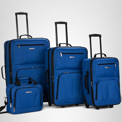 Rockland Fashion Softside 2 Piece Luggage Set, Expandable, (14" Tote/19" Upright), Blue