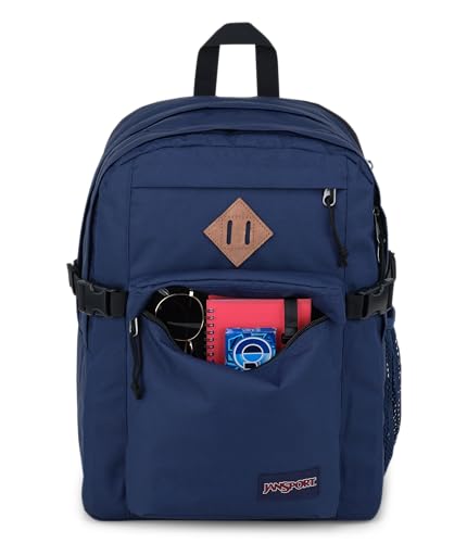 JanSport Main Campus Backpack - Travel or Work backpack w 15-Inch Laptop Sleeve and Dual Water Bottle Pockets, Navy