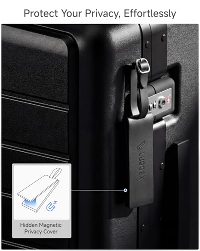 LUGGEX Leather Luggage Tag, Genuine Leather Luggage Tags for Suitcases, Luggage ID Tag with Magnetic Privacy Flap and Adjustable Strap (Black,1 Pack)