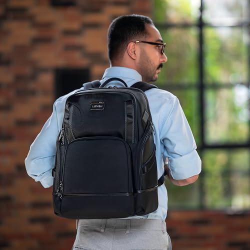 LENZN Laptop Business Backpack for Men & Women, Work Backpack Fits15.6 Inch, Premium Quality Travel Bag with USB Charging Port, Water-Resistant, Durable Nylon, Computer Bookbag with Multiple Pockets