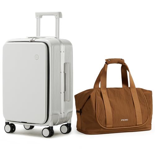 mixi 20 Inch Carry On Luggage with Cup Holder and Travel Tote Bag as a set