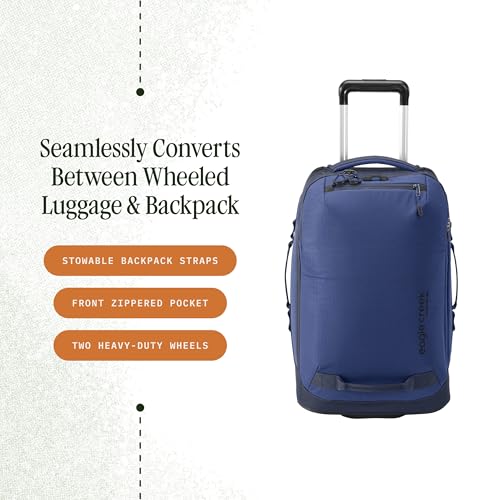 Eagle Creek Expanse 2-Wheel 21.25" Convertible International Carry-On Luggage – Backpack Straps – Durable, Water-Resistant, Lightweight – Travel-Ready Suitcase – Pilot Blue