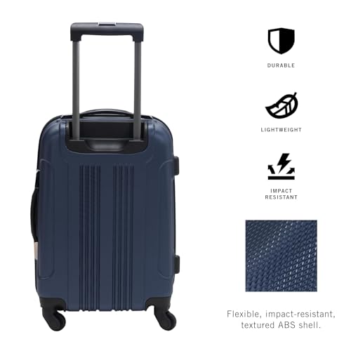 Kenneth Cole REACTION Out of Bounds Lightweight Hardshell 4-Wheel Spinner Luggage, Naval, 20-Inch Carry On