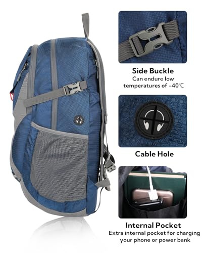 WATERFLY Lightweight Packable Hiking Backpack: 30L Foldable Travel Daypack Ultralight Camping Day Pack for Woman Man