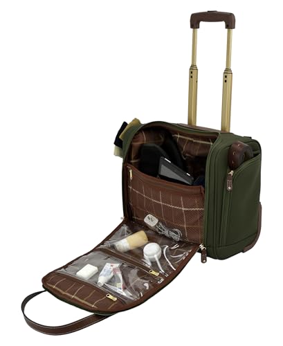 London Fog Nottingham 15 Inch Under the Seat Bag with Wheels, Olive Chestnut