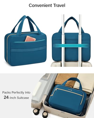 Hanke Hanging Travel Toiletry Bag for Women, Water-Resistant Makeup Organizer with Hook, Cosmetic Bag for Bathroom & Travel Essentials Accessories, Navy Blue