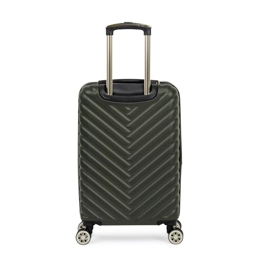 Kenneth Cole REACTION Madison Square Lightweight Hardside Chevron Expandable Spinner Luggage, Olive, 20-Inch Checked