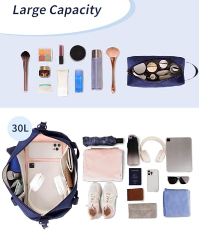 Wandering Nature Personal Item Bag 18x14x8 Travel Duffel Bag Underseat Carry on Luggage with Shoe Compartment Wet Pocke Toiletry Pouch for Women Men Patent Pending