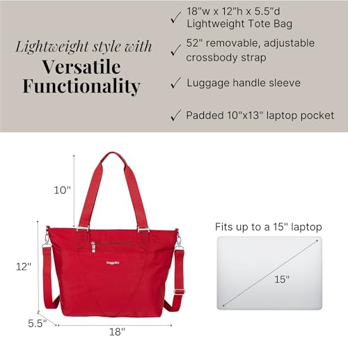 Baggallini Avenue Tote - 12x18 Laptop Tote Bag for Women - Lightweight Work Travel Carry On Bag