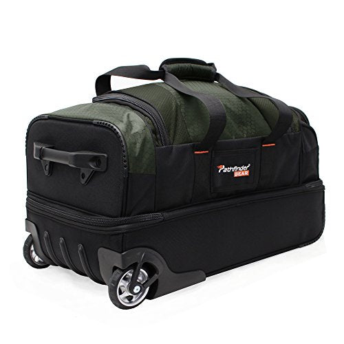 Pathfinder Gear 22 Inch Rolling Drop Bottom Duffel, Olive, One Size