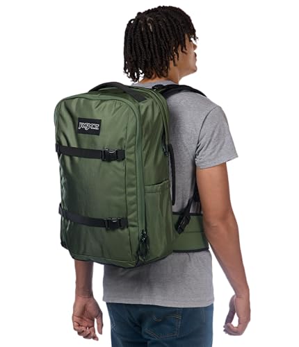 JanSport Venture Pack – Travel Pack With Large Main Compartment with Compression Straps, Dual Water Bottle Pockets, Padded Hip Belt & Luggage Trolley Pass-Through, Cargo Green