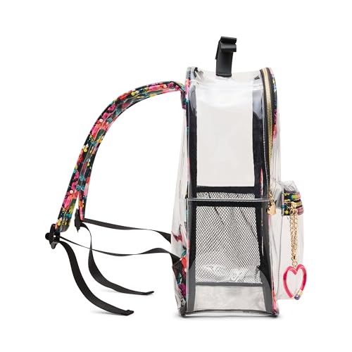 Betsey Johnson Boarder Print Clear Backpack with Pouch