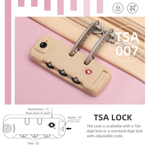 LARVENDER Luggage Sets 3 Piece Expandable Carry on Luggage 22x14x9 Airline Approved Hardshell Suitcase with Wheels TSA Lock, Lightweight Suitcase Set for Women with Travel Backpack, Light Pink
