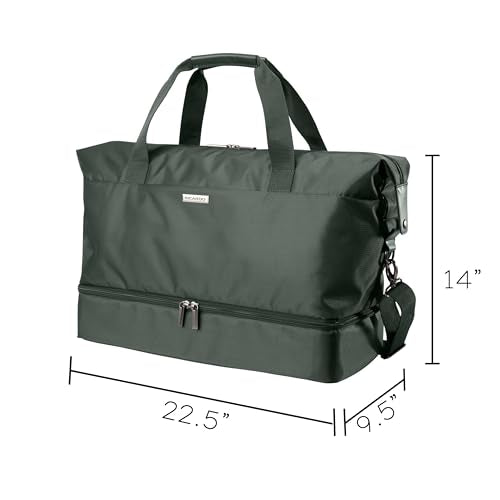 Ricardo Beverly Hills Avalon Drop-Bottom Weekender Duffel Stylish Tote Bag for Women, Carry On Luggage & Travel Essentials (Juniper Green, 38L)