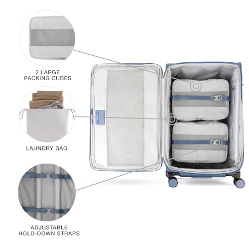 Travelpro VersaPack+ Lightweight Softside Expandable Checked Luggage, 8 Spinner, TSA Lock, Checked Large 29-Inch, Elemental Blue