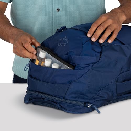 Osprey Farpoint 40L Men's Travel Backpack - Carry On Bag with Laptop Sleeve and Toiletry Pocket, Antique Blue