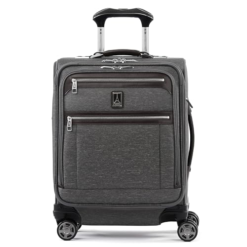 Travelpro Platinum Elite Softside Expandable Carry on Luggage, 8 Wheel Spinner Suitcase, USB Port, Men and Women, International, Vintage Grey, Carry On 19-Inch
