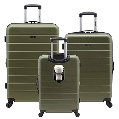 Wrangler Smart Spinner Hardside Luggage, 3 Piece Set, Olive Green