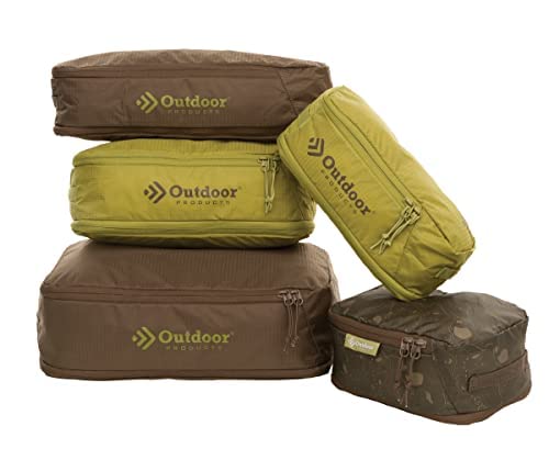 5 Piece Set Lightweight Expandable Travel Cubes for Luggage (Olive and Brown) (Olive and Brown)