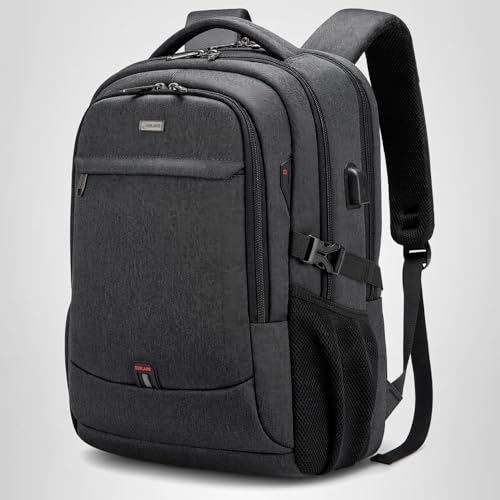 DUSLANG 17 Inch Laptop Backpack for Travel Water Resistant College Backpack for Men/Women Laptop Bag with USB Charging Port,Black