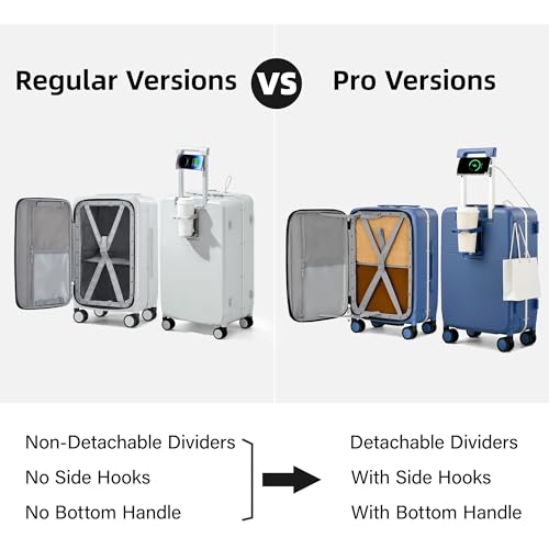 Hanke 28 Inch Checked Luggage with Cup Holder and USB Ports, Top Opening Hard Shell Suitcase with Wheels, Aluminum Frame Large Trunk Luggage with Foldable Divider & TSA Lock for Travel, Jet Black