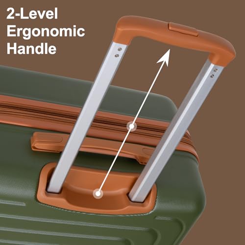 Romswi 26" Medium Checked Luggage, Checked-Medium Hardshell Suitcase with Double Spinner Wheels, Lightweight Large Hardshell Suitcase with TSA Lock,YKK Zipper, Scratch-Resistant Olive Green