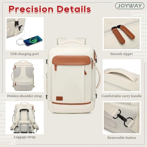 Joyway Expandable Carry on Luggage Sets Airline Approved Luggage Sets 3 Piece,Suitcases with Wheels, Lightweight ABS Hard Shell 20 Inch Suitcase with TSA Lock Spinner Wheels (Carry on luggage，White)
