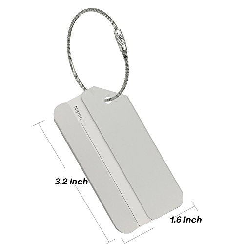 Aluminum Luggage Tags, Luggage Tag Holders for Travel Luggage Baggage Identifier by Ovener (2Pack Silver)