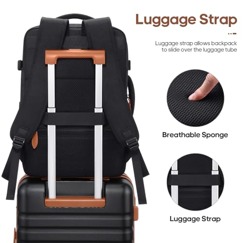 UKEIN Luggage Sets 3 Piece, Carry On Luggage 20In With Spinner Wheels,PC Hardside Suitcase Set with TSA Lock,Durable Carry On Suitcase With Travel Backpack for Men (Black, 3 piece set (20inch))