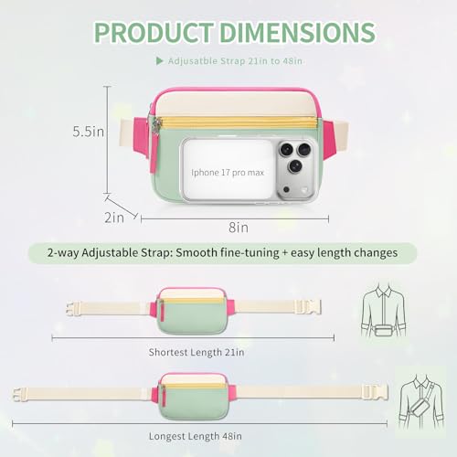cotmcor Fanny Pack Birthday Graduation Gifts for 7 8 9 10 11 12 13 Year Old Teen Girls Her Kids, Preppy Cute Trendy Stuff Colorblock Crossbody Bag Adjustable Belt Bags for Travel Essentials