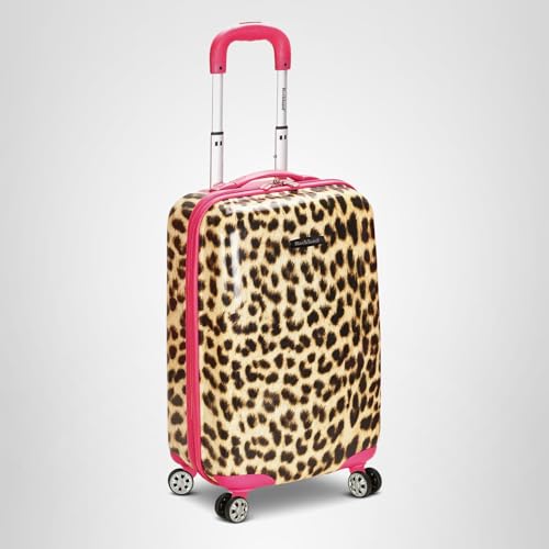 Rockland Safari Hardside Spinner Wheel Luggage, Carry-on 20", Pink Leopard