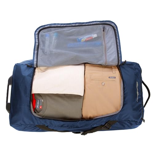 Eddie Bauer Traverse Luggage | Roller Wheels | Telescoping Handle | Travel | Vacation | Ripstop Nylon - Medium Indigo, 31"
