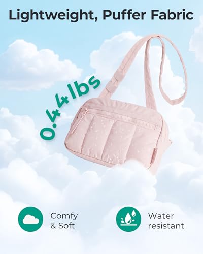 BAGSMART Fanny Packs for Women Cross Body, Quilted Puffy Belt Bag with Pockets, Fashion Waist Packs for Traveling Hiking Camel