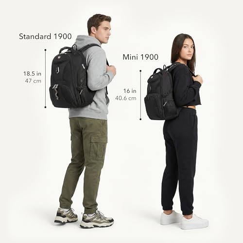 SWISSGEAR 1900 ScanSmart TSA Laptop Backpack Fits 17 Inch Laptop with RFID Protection and Tablet Pocket, Black/Black, 19-Inch