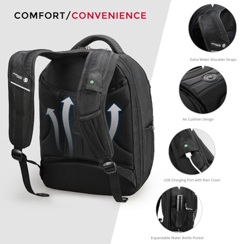 Swissdigital Design TSA Business Laptop Backpack For Men,Travel Backpack With USB Charging Port,College Tech Backpacks With RFID Pockets Presents For Men Fits 15.6 Inch Computer | J16BT-1