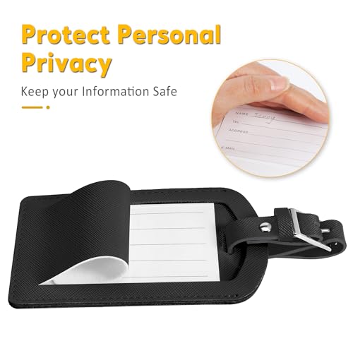 3 Pack Luggage Tags for Suitcases, TSA Approved Bag Tags, Baggage Tags with Privacy Protection, Travel Essentials Luggage Accessories, Black