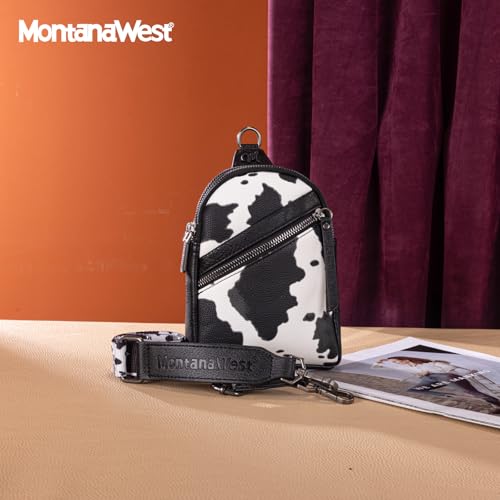 Montana West Western Cow Print Crossbody Sling Bags for Women Small Cross Body Fanny Pack Purse MWC-3353BK