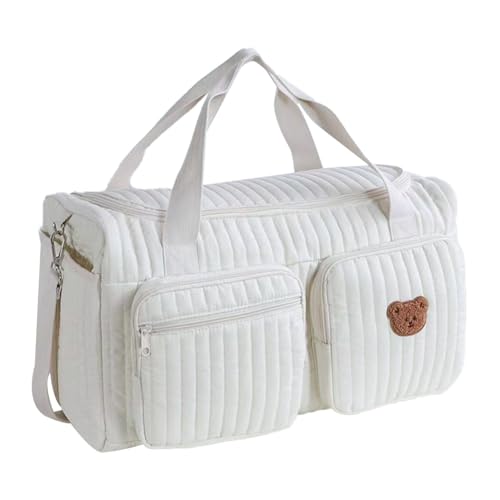 ALINUOYQ Quilted Diaper Bag Tote Cute Large Baby Bag for Mom, Hospital Bags for Labor Delivery, Weekender & Overnight Travel Duffel Bags for Women, Pañaleras para Bebe