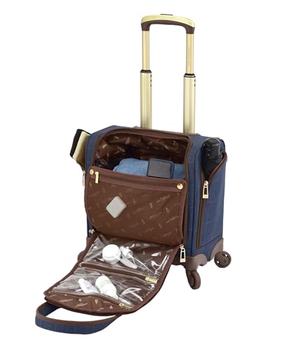 London Fog Brentwood IV 15" 4-Wheel Under the Seat Bag, Midnight Blue