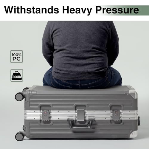 Krute No Zipper Luggage Set 2 Pieces Aluminum Frame PC Hard Shell Zipperless Suitcase Set With Wheels TSA Lock Carry On Luggage and Checked Suitcases
