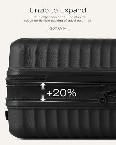 Coolife Luggage 3 Piece Set Hardside Lightweight Suitcases: Upgraded Durable PC Travel Luggage with Dual Spinner Wheels & TSA Lock, 20/24/28 (20'' Expandable Only), Black