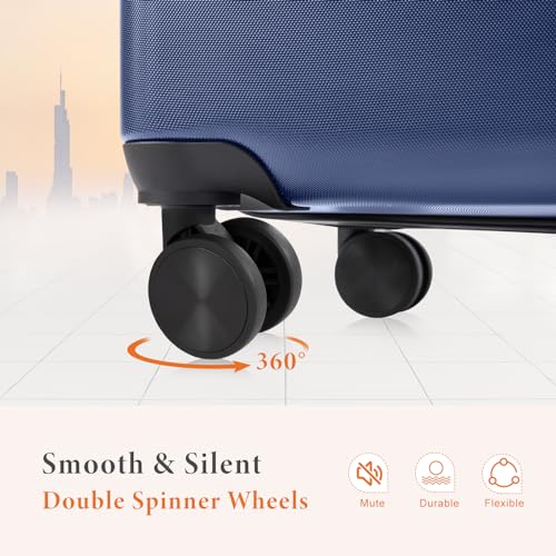 Sweetcrispy 29 Inch Carry On Luggage, ABS Hard Shell Lightweight Rolling Suitcase with Smooth Spinner Wheels and Built-in TSA Lock, Travel Suitcase for Business and Holiday Trips, Navy Blue