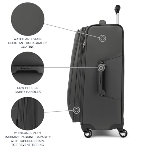 Travelpro Maxlite 5 Softside Expandable Luggage with 4 Spinner Wheels, Lightweight Suitcase, Men and Women, Shadow Grey, Checked-Medium 25-Inch