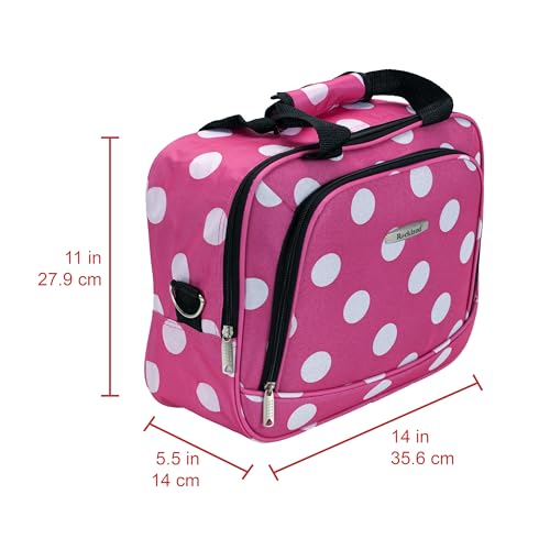 Rockland Fashion Softside 2 Piece Luggage Set, Expandable, (14" Tote/19" Upright), Pink Dot
