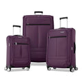 Samsonite 3-PC Soft-Sided 21/25/29” (Carry-On, Medium, Large Checked), Lightweight Expandable Element Luggage Set: 2 Front & Side Pocket, Four Spinner Wheels, Adjustable Handle, Durable- Purple