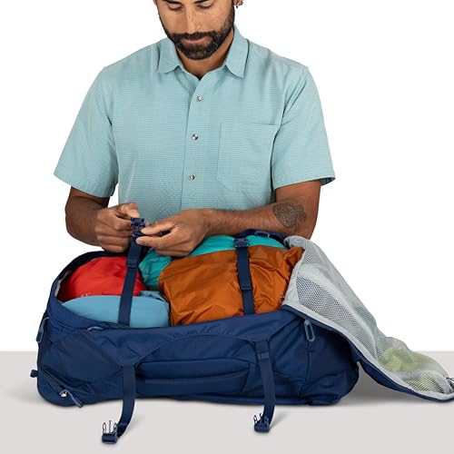 Osprey Farpoint 40L Men's Travel Backpack - Carry On Bag with Laptop Sleeve and Toiletry Pocket, Antique Blue
