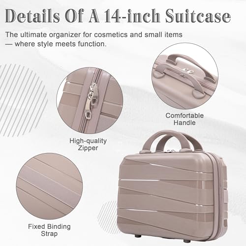 Hardside 4 Luggage Sets, Lightweight Wave Suitcase with Spinner Wheel
