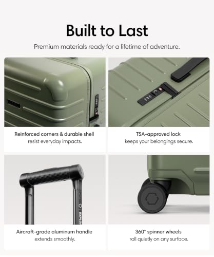 Solgaard Check-In Lite Suitcase - Hard-Shell 28.3" Travel Luggage (Green)